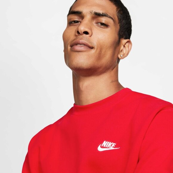 Nike Sportswear Club Fleece Men's Crew Sweatshirt Top Red 3XL - Picture 10 of 10
